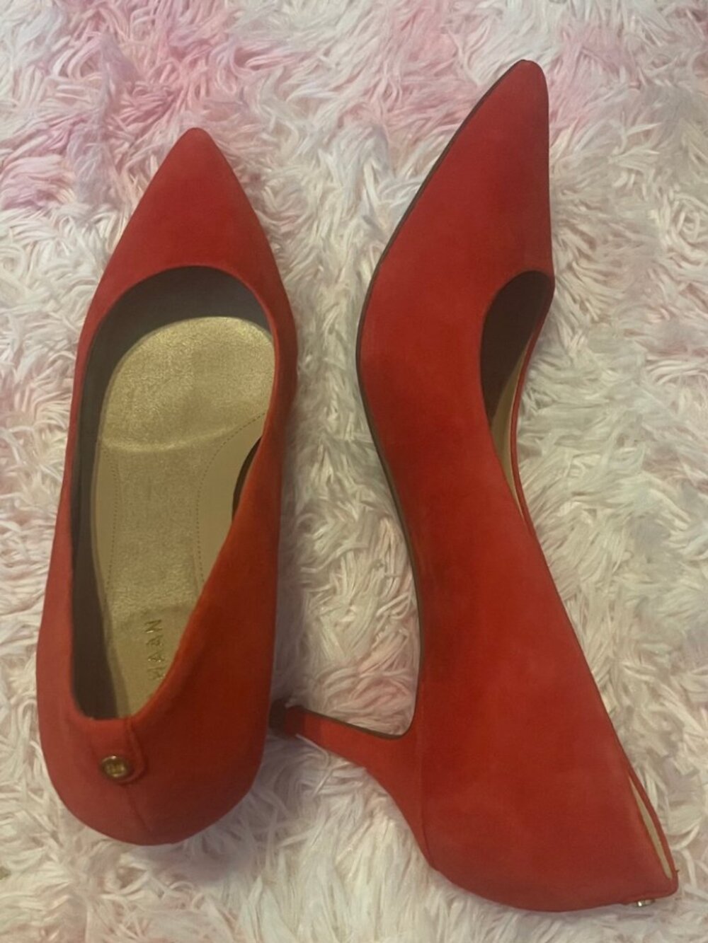 Cole Haan Red Suede Pointed-Toe Pumps